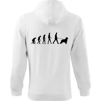 Pánská mikina Evoluce pes Briard - Mikina s kapucí na zip trendy zipper - M ( Bílá )
