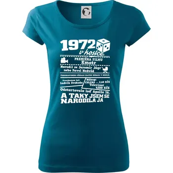 Dámské tričko 1972 v kostce - Dámské triko Pure - XS ( Petrolejová )