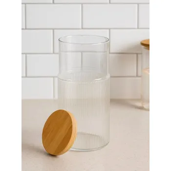 Dóza na potraviny Sinsay - Skleněná dóza na potraviny s bambusovým víkem - béžová - 986GM-08X - 986GM-08X-ONE