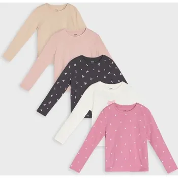 Dívčí oblečení Sinsay - 5 balení triček s dlouhým rukávem - krémová - 845GH-01X - 845GH-01X-128