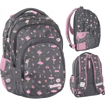 Školní batoh Vícekomorový Školní batoh BeUniq v odstínech šedé a stříbrné, růžový, 23 l