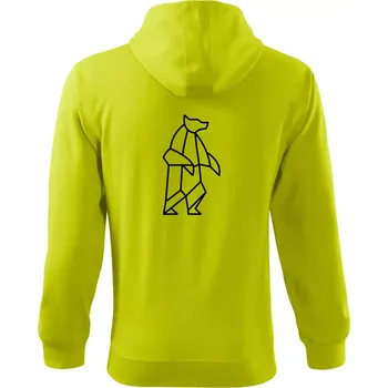 Pánská móda Geometrie lední medvěd stojící - Mikina s kapucí na zip trendy zipper - 3XL ( Limetková )