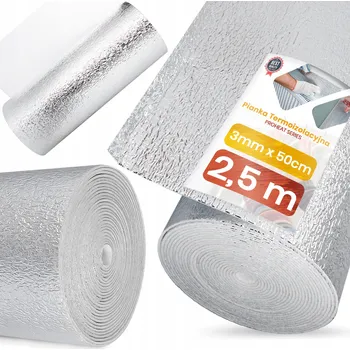 TEPELNÁ ODRAZIVÁ FÓLIE ZA RADIÁTOR, HLINÍKOVÁ IZOLAČNÍ PODLOŽKA, PĚNA 2,5m