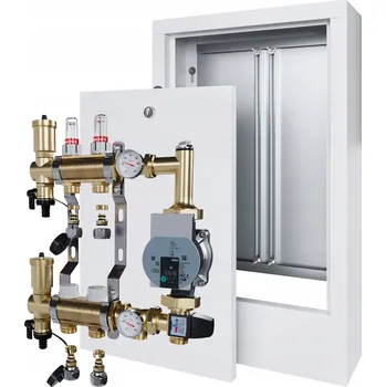 rozdělovač topení Rozdělovač pro podlahové topení 2 sekce s čerpadlem WILO a skříňkou na omítku + PEX