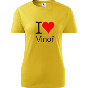 Dámské tričko Žluté dámské tričko I love Vinoř - triko Vinoř - barva žlutá - velikost S