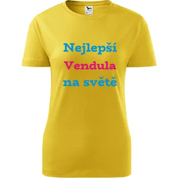 Dámské tričko Žluté dámské tričko nejlepší Vendula na světě - tričko se jménem - barva žlutá - velikost L