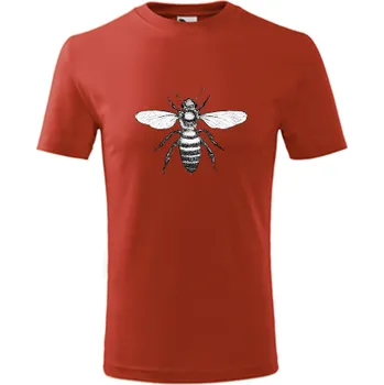 Červené dětské tričko se včelou - barva červená - velikost 8let