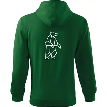 Pánská mikina Geometrie lední medvěd stojící - Mikina s kapucí na zip trendy zipper - S ( Lahvově zelená )