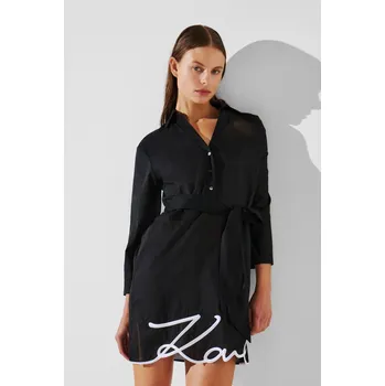Dámské plavky PLÁŽOVÉ OBLEČENÍ KARL LAGERFELD KARL DNA SIGNATURE BEACH DRESS BLACK