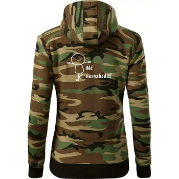 Dámská mikina Mě nerozhodíš - Dámská mikina trendy zipper s kapucí - 2XL ( Hnědý maskáč )