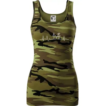 Dámské tričko EKG rodina a jedno dítě - Dámské Maskáčové tílko - XS ( Zelený maskáč )