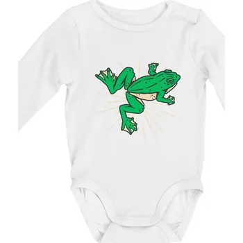 Kojenecký body Žába zelená kreslená - Body kojenecké s dlouhým rukávem - Dlouhý r. do 3 měs ( Bílá )