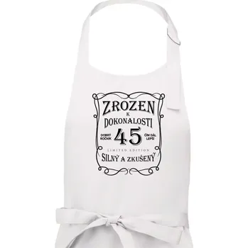 Kuchyňská zástěra Zrozen k dokonalosti 45 - Pánská zástěra na vaření - Univerzální velikost ( Bílá )