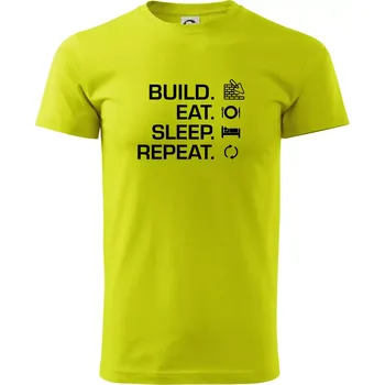 Build eat sleep repeat - cihly - Klasické pánské triko vyšší gramáže - M ( Limetková )