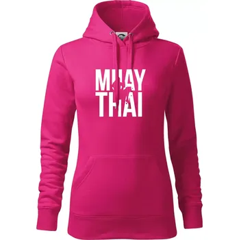 Dámská mikina Nápis Muay Thai - Mikina dámská Cape s kapucí - M ( Purpurová )