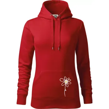 Dámská mikina Kopretina - dole na výšku - Mikina dámská Cape s kapucí - S ( Červená )