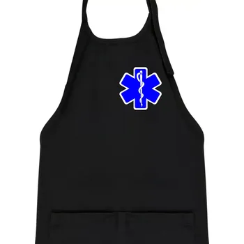 Kuchyňská zástěra Rescue - Hvězda na prsu + nápis na zádech - Dětská zástěra na vaření - Univerzální velikost ( Černá )