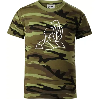 Chlapecké oblečení Geometrie lední medvěd na ledu - Dětské maskáčové triko - 122 cm/6 let ( Zelený maskáč )