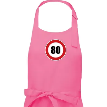 Kuchyňská zástěra Dopravní značka - omezení rychlosti 80 - Pánská zástěra na vaření - Univerzální velikost ( Růžová )