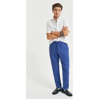 Pánské kalhoty KALHOTY GANT RELAXED LINEN DS PANTS RICH BLUE