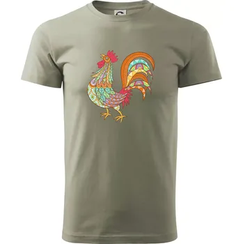 Kohout duhový - Klasické pánské triko vyšší gramáže - M ( Light khaki )