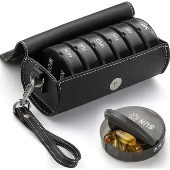 Cestovní krabička na léky s organizátorem - černá