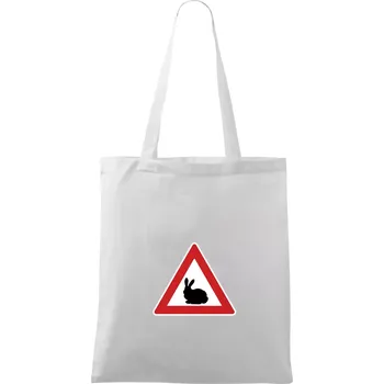 Dopravní značka - Králík - Taška bavlněná - 42 x 38 cm ( Bílá )