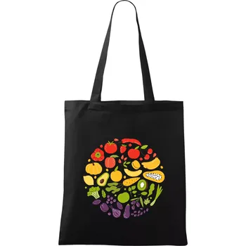 Zelenina v kruhu - Taška bavlněná - 42 x 38 cm ( Černá )