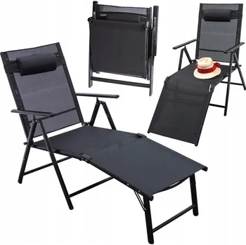 Zahradní lehátko Pro-Tech shop Hliníkové lehátko z textilenu, vícepolohové, černé 41100 OM-281653