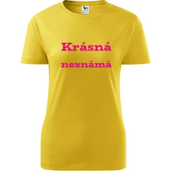 Žluté dámské tričko Krásná neznámá - barva žlutá - velikost XL