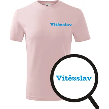 Chlapecké tričko Růžové dětské tričko Vítězslav - dětské tričko se jménem - barva růžová - velikost 12let
