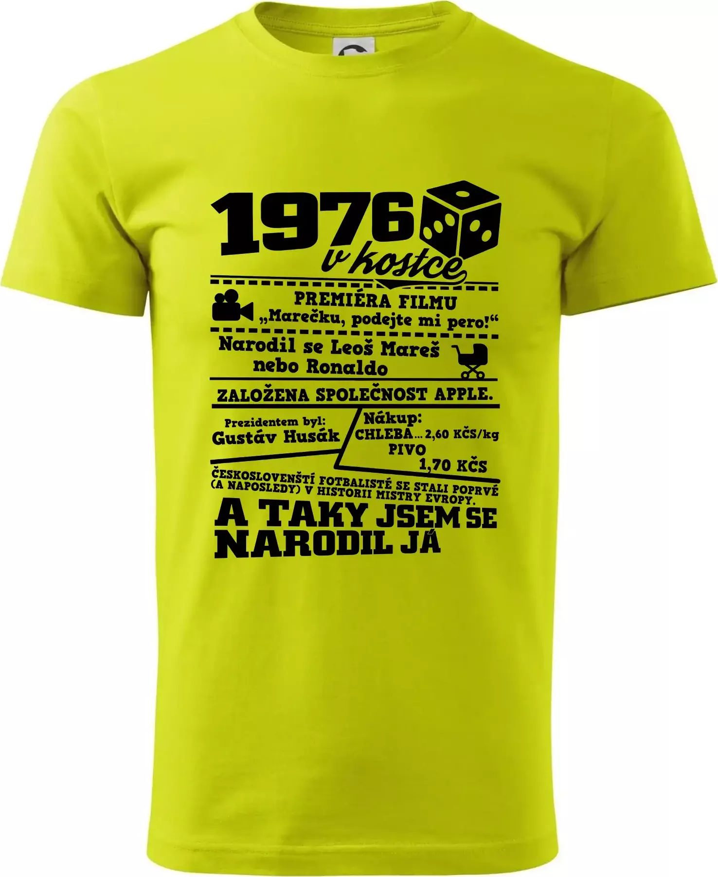 1976 v kostce - Klasické pánské triko vyšší gramáže - XS ( Limetková )