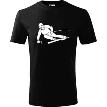 Chlapecké tričko Černé dětské tričko lyžař - barva černá - velikost 12let