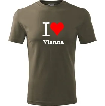 Army tričko I love Vienna - suvenýry - upomínkové předměty - barva hnědá - velikost S