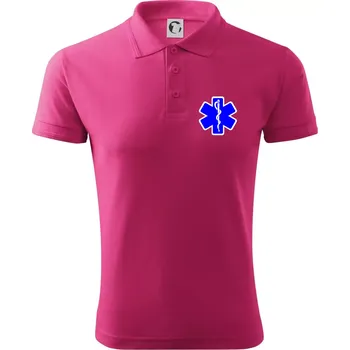 Pánská košile Rescue - Hvězda na prsu + nápis na zádech - Polokošile pánská Pique Polo 203 - 3XL ( Purpurová )