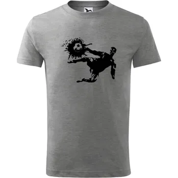 Chlapecké tričko Šedé dětské tričko s fotbalistou 1 - dárek pro kluka fotbalistu - barva šedá - velikost 4roky