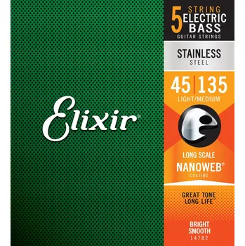 Struna pro kytaru a smyčcový nástroj Struny pro 5strunnou baskytaru Elixir Stainless Steel (45-135)