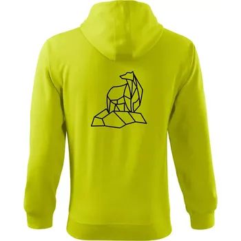 Pánská mikina Geometrie lední medvěd na ledu - Mikina s kapucí na zip trendy zipper - 2XL ( Limetková )