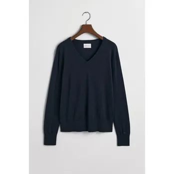 Dámský svetr SVETR GANT FINE KNIT V-NECK EVENING BLUE