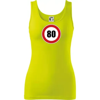 Dopravní značka - omezení rychlosti 80 - Dámské tílko - S ( Limetková )