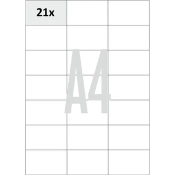 Samolepící etiketa Samolepicí etikety A4, 100 listů, 70x42,3 mm, 2100 etiket, pro tiskárny