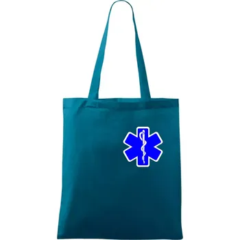 Rescue - Hvězda na prsu + nápis na zádech - Taška bavlněná - 42 x 38 cm ( Petrolejová )