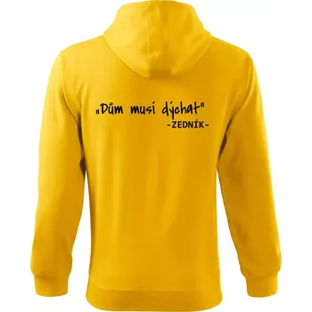 Pánská mikina Stavíme svépomoci - Dům musí dýchat - Mikina s kapucí na zip trendy zipper - M ( Žlutá )
