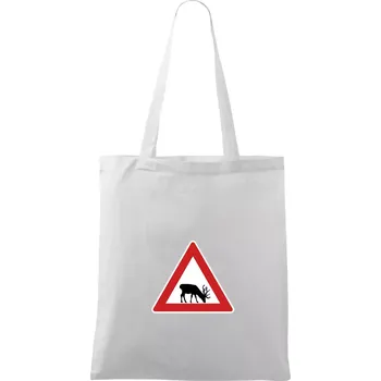 Nákupní taška Dopravní značka - Pozor los - Taška bavlněná - 42 x 38 cm ( Bílá )