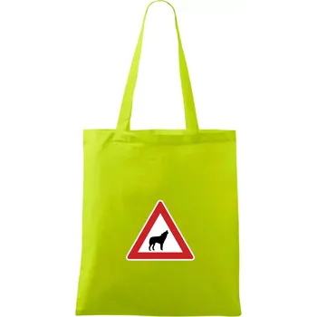 Dopravní značka - Pozor vlk - Taška bavlněná - 42 x 38 cm ( Limetková )