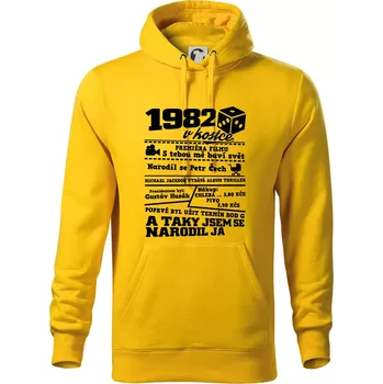 Pánská mikina 1982 v kostce - Mikina pánská Cape s kapucí - L ( Žlutá )