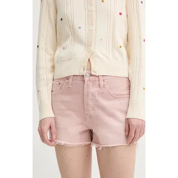 Dámské kraťasy Džínové šortky Levi's dámské, modrá barva, high waist 56327 39X, vel. 26