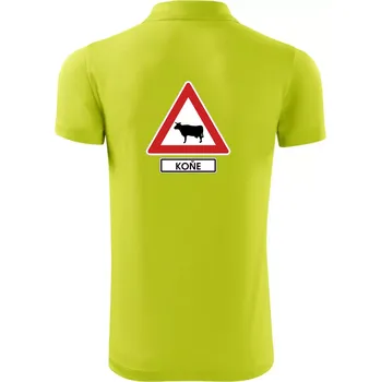 Pánská košile Dopravní značka - Pozor koně / kráva - Polokošile Victory sportovní (dresovina) - 3XL ( Limetková )