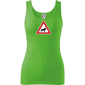 Dámské tričko Dopravní značka - Pozor lev - Dámské tílko - L ( Apple Green )