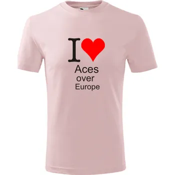 Chlapecké oblečení Růžové dětské tričko I love Aces over Europe - barva růžová - velikost 6let